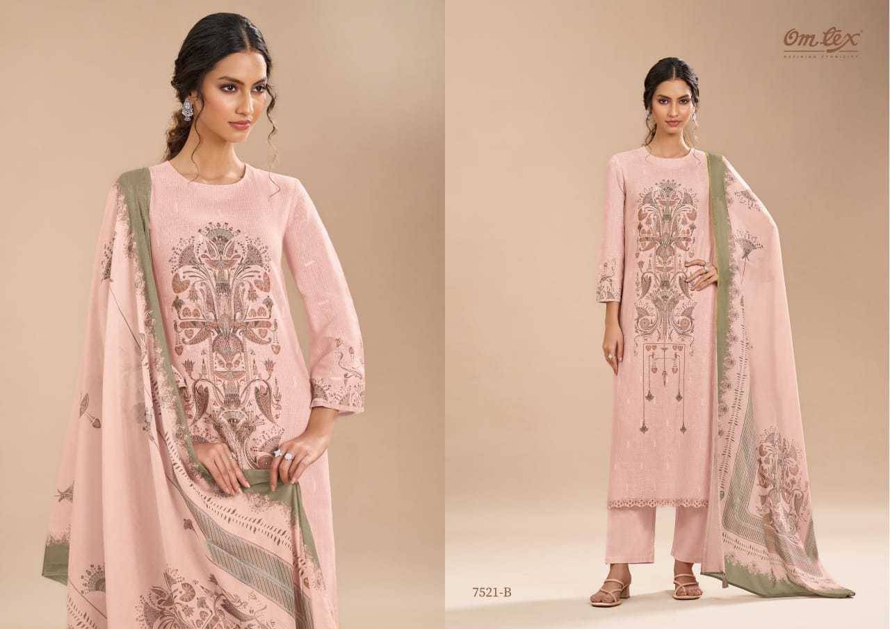 Shireen By Om Tex 7521-A To 7521-C Series Beautiful Suits Stylish Fancy Colorful Party Wear & Ethnic Wear Linen Dresses At Wholesale Price