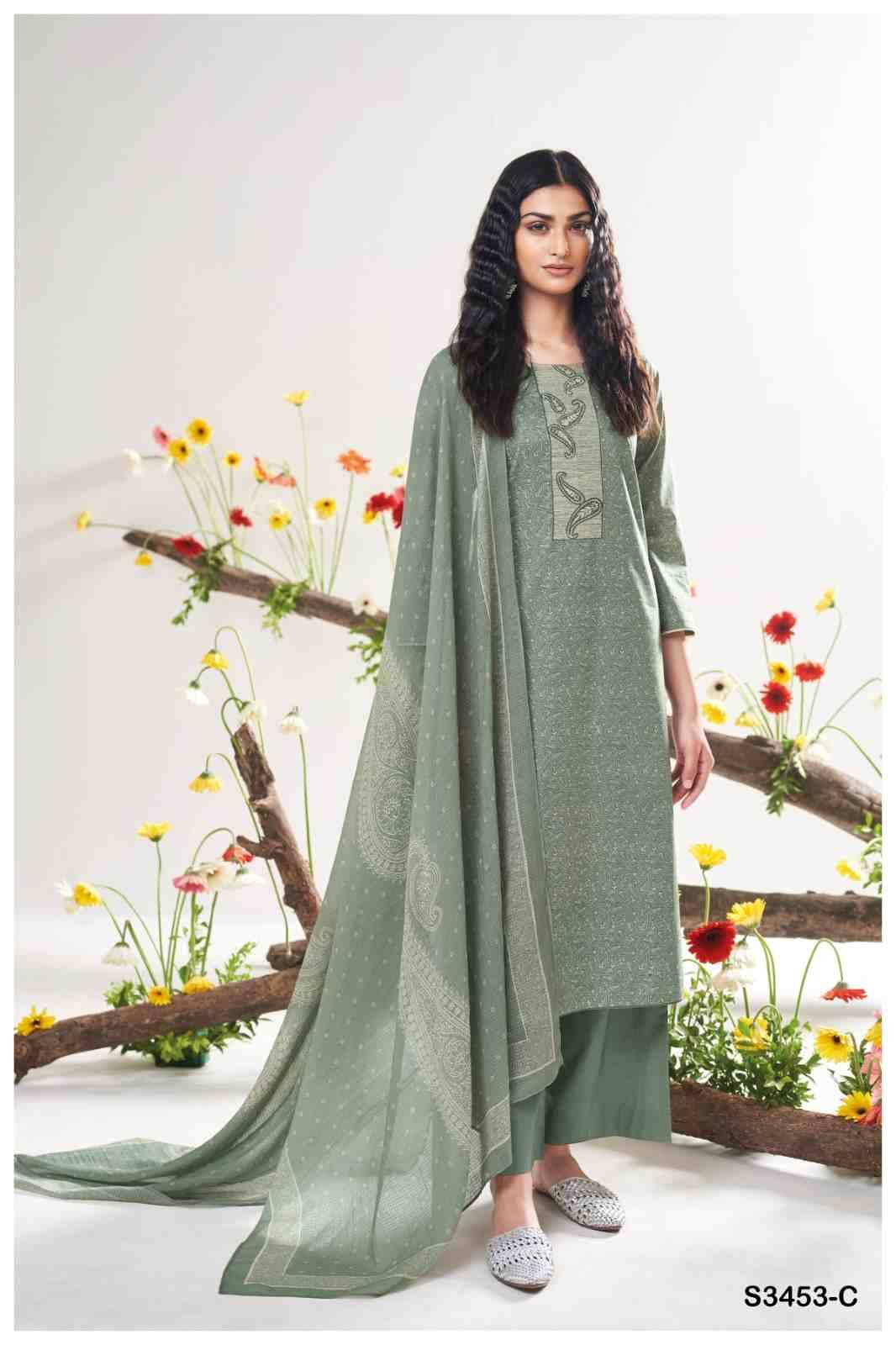 Deeadnra-3453 By Ganga Fashion 3453-A To 3453-D Series Beautiful Festive Suits Colorful Stylish Fancy Casual Wear & Ethnic Wear Cotton Dresses At Wholesale Price