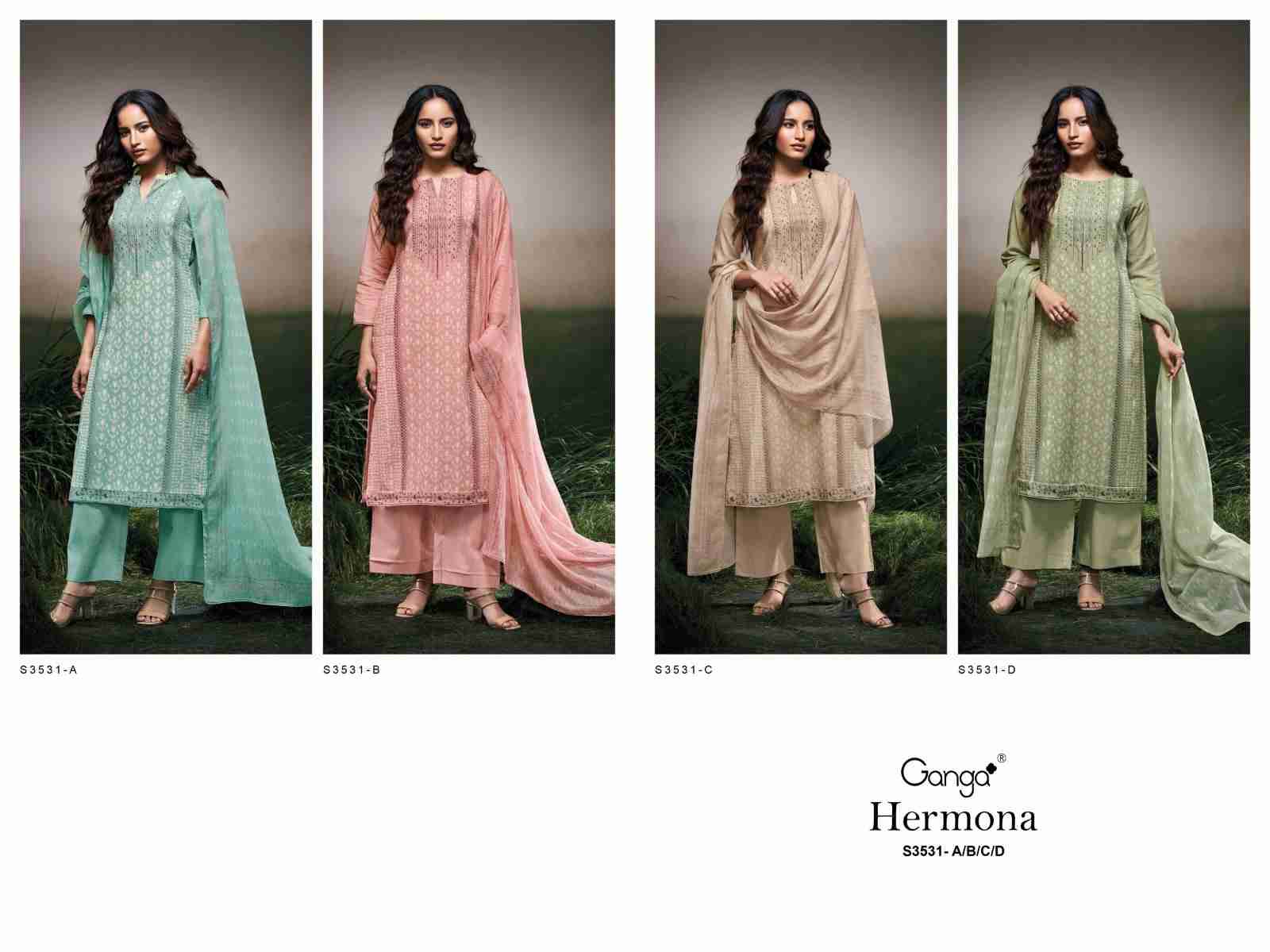Hermona-3531 By Ganga Fashion 3591-A To 3531-D Series Beautiful Festive Suits Colorful Stylish Fancy Casual Wear & Ethnic Wear Cotton Linen Dresses At Wholesale Price