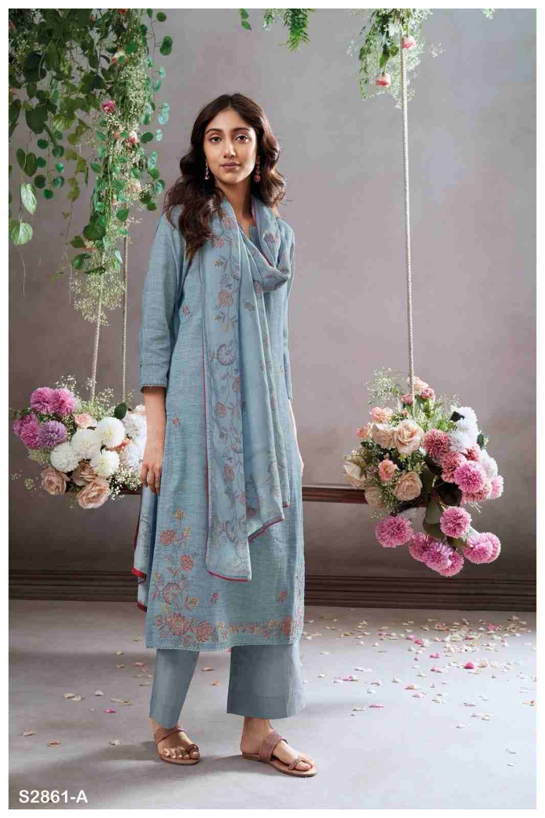 Sera-2861 By Ganga Fashion 2861-A To 2861-D Series Beautiful Festive Suits Colorful Stylish Fancy Casual Wear & Ethnic Wear Cotton Linen Dresses At Wholesale Price