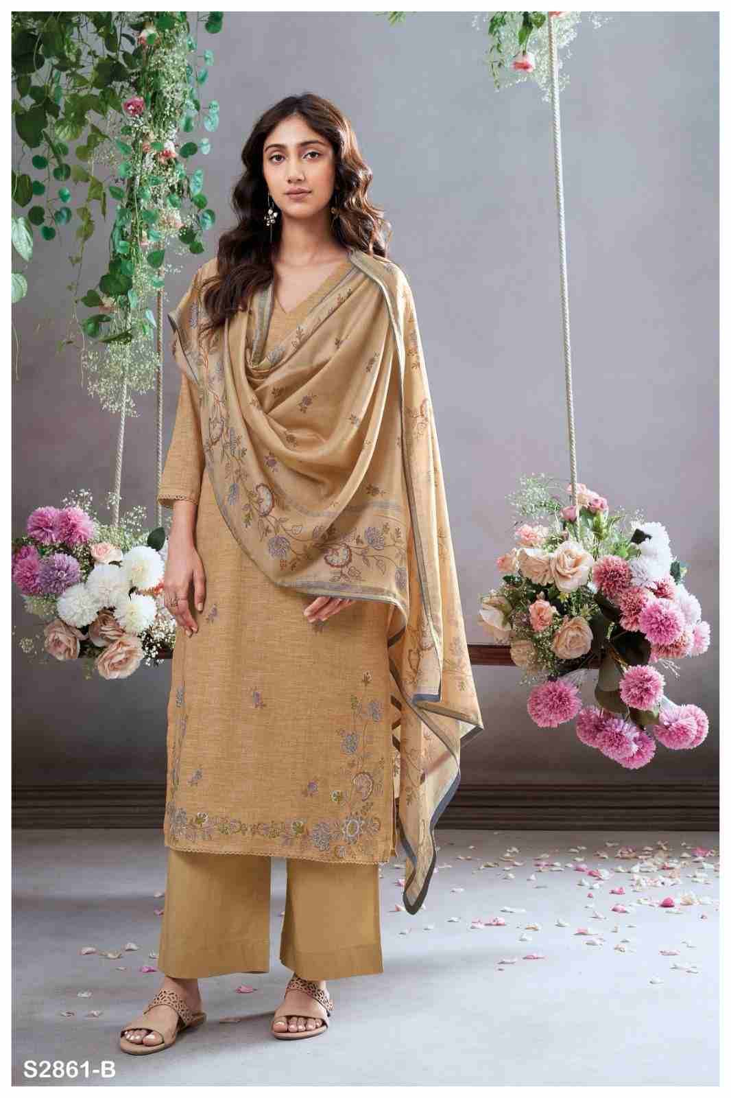 Sera-2861 By Ganga Fashion 2861-A To 2861-D Series Beautiful Festive Suits Colorful Stylish Fancy Casual Wear & Ethnic Wear Cotton Linen Dresses At Wholesale Price