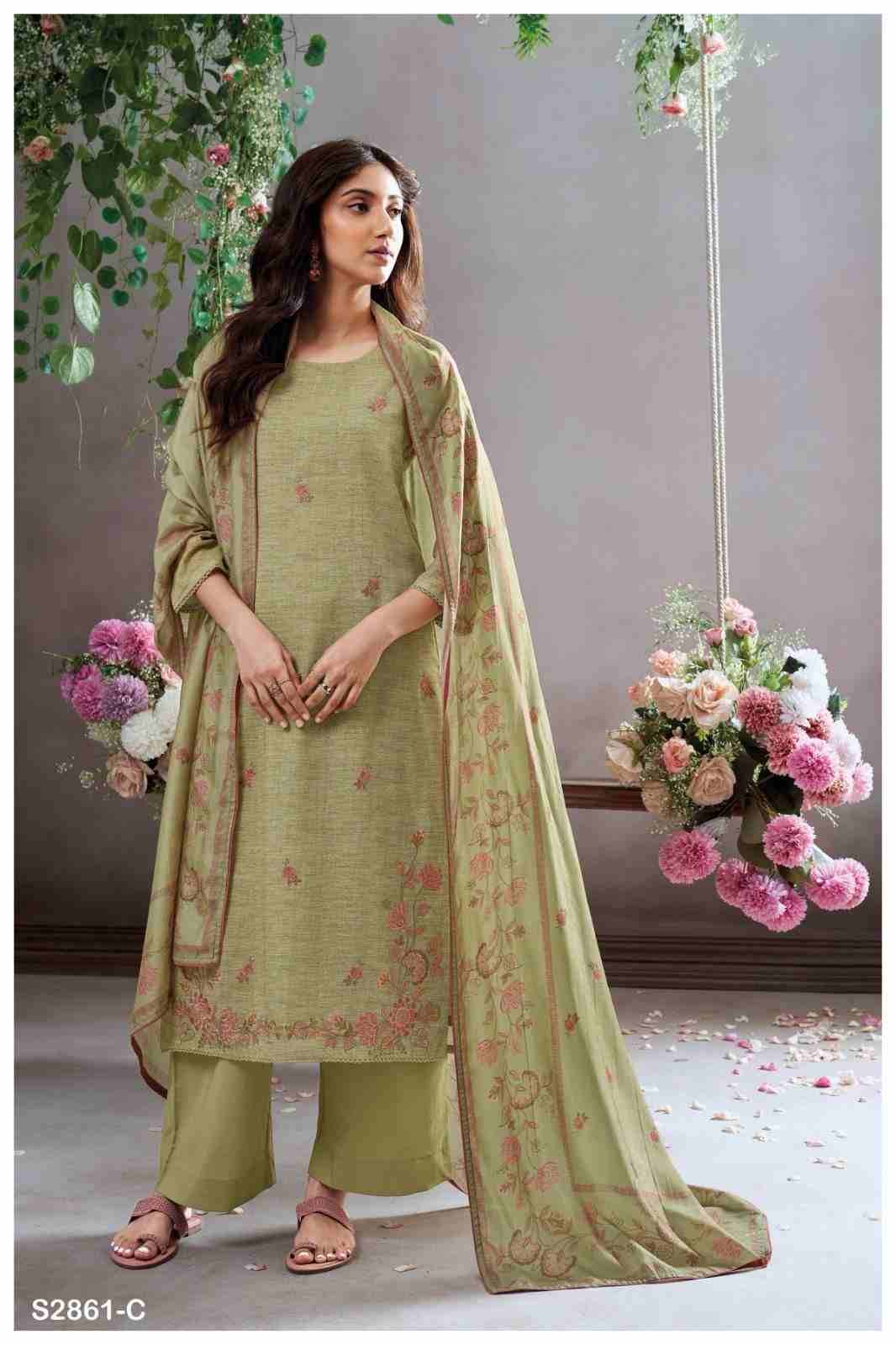 Sera-2861 By Ganga Fashion 2861-A To 2861-D Series Beautiful Festive Suits Colorful Stylish Fancy Casual Wear & Ethnic Wear Cotton Linen Dresses At Wholesale Price