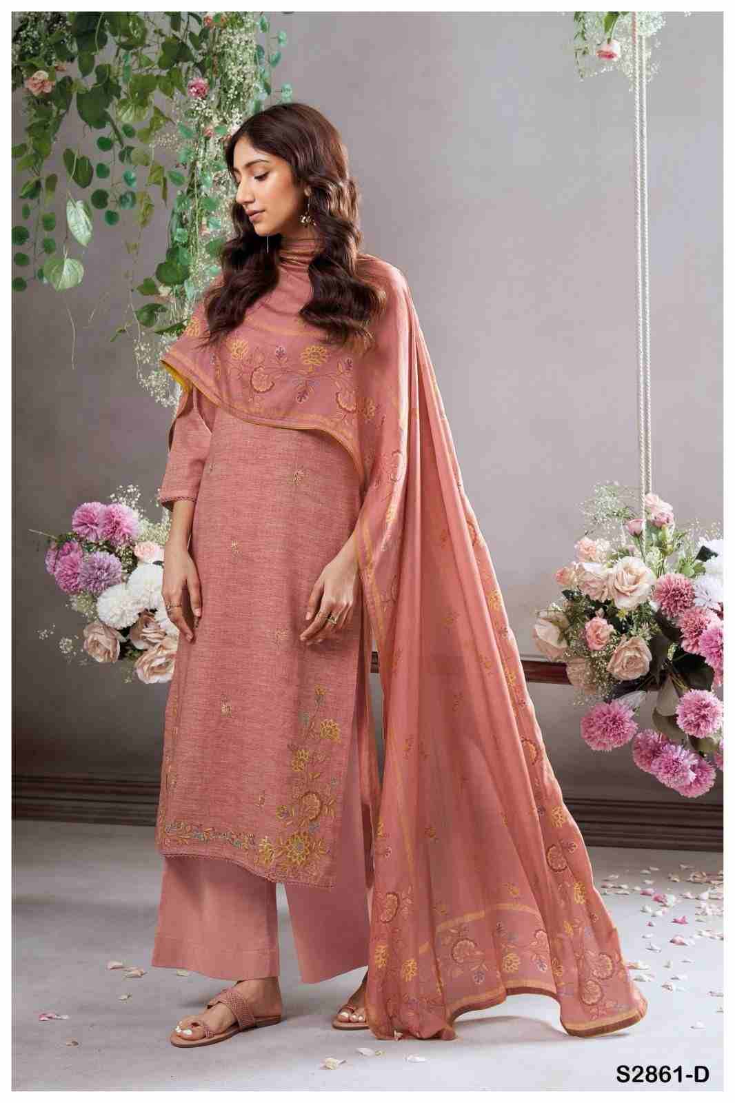 Sera-2861 By Ganga Fashion 2861-A To 2861-D Series Beautiful Festive Suits Colorful Stylish Fancy Casual Wear & Ethnic Wear Cotton Linen Dresses At Wholesale Price
