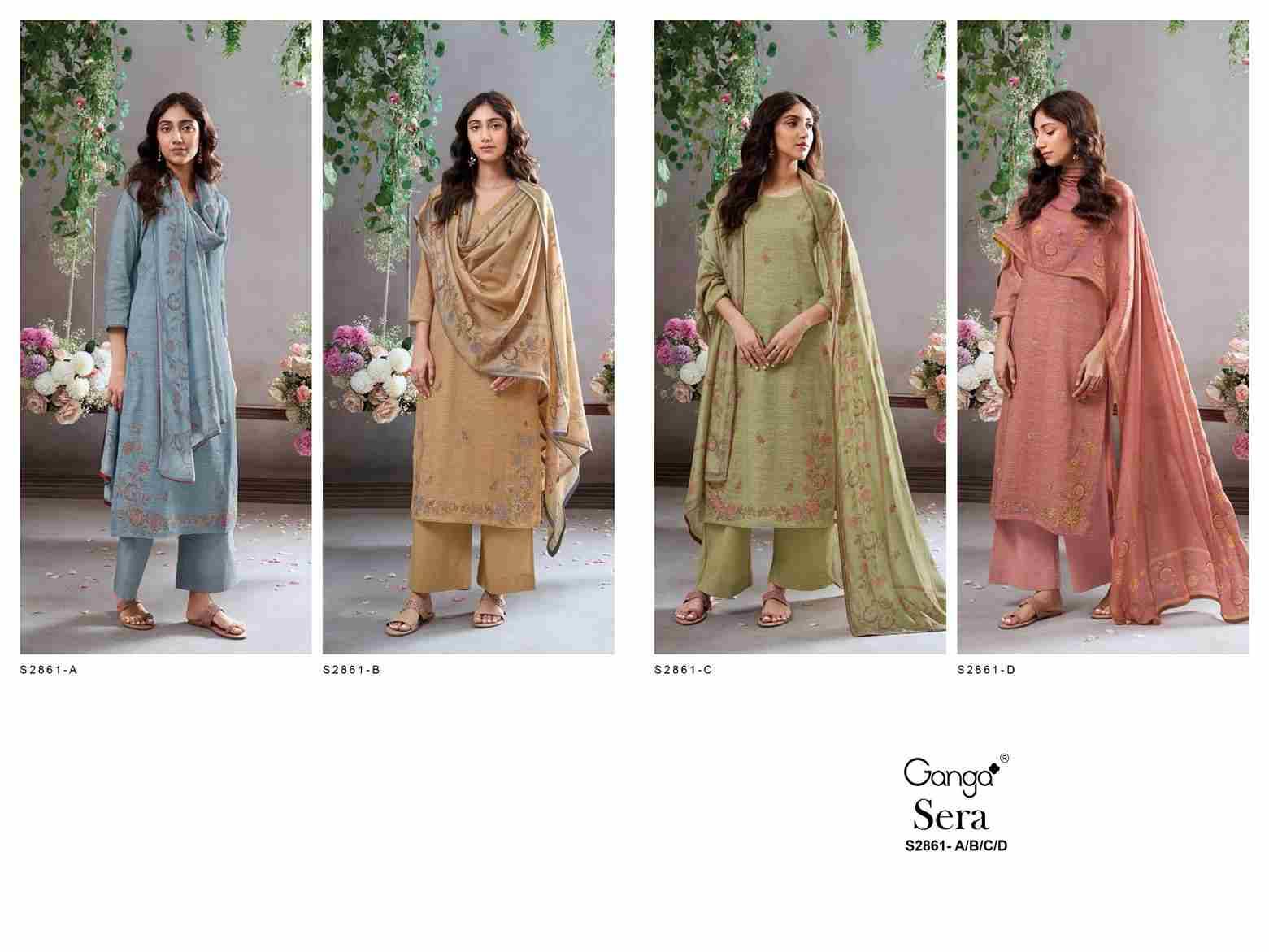 Sera-2861 By Ganga Fashion 2861-A To 2861-D Series Beautiful Festive Suits Colorful Stylish Fancy Casual Wear & Ethnic Wear Cotton Linen Dresses At Wholesale Price