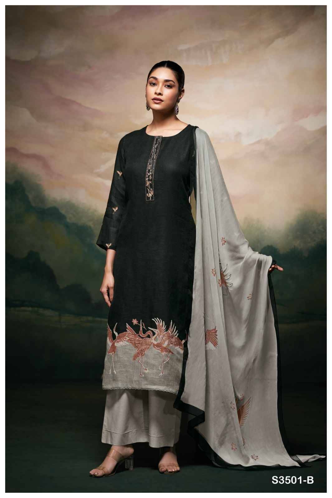 Kaleah-3501 By Ganga Fashion 3501-A To 3501-C Series Beautiful Festive Suits Colorful Stylish Fancy Casual Wear & Ethnic Wear Pure Linen Dresses At Wholesale Price