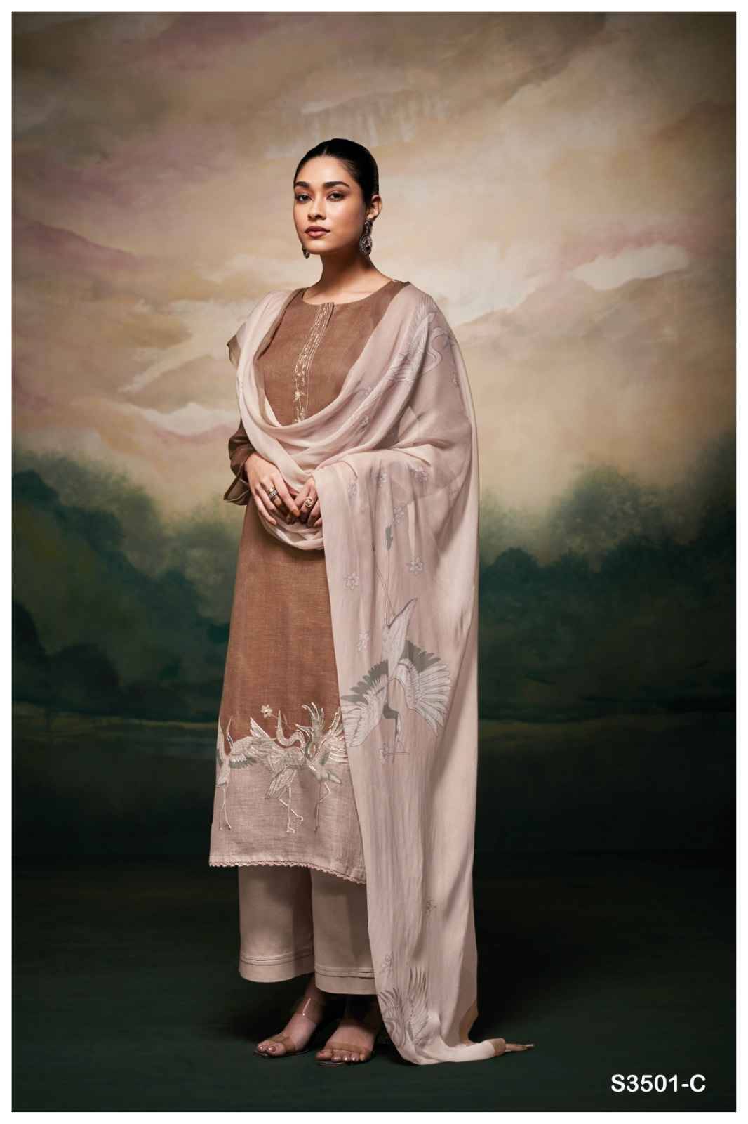 Kaleah-3501 By Ganga Fashion 3501-A To 3501-C Series Beautiful Festive Suits Colorful Stylish Fancy Casual Wear & Ethnic Wear Pure Linen Dresses At Wholesale Price