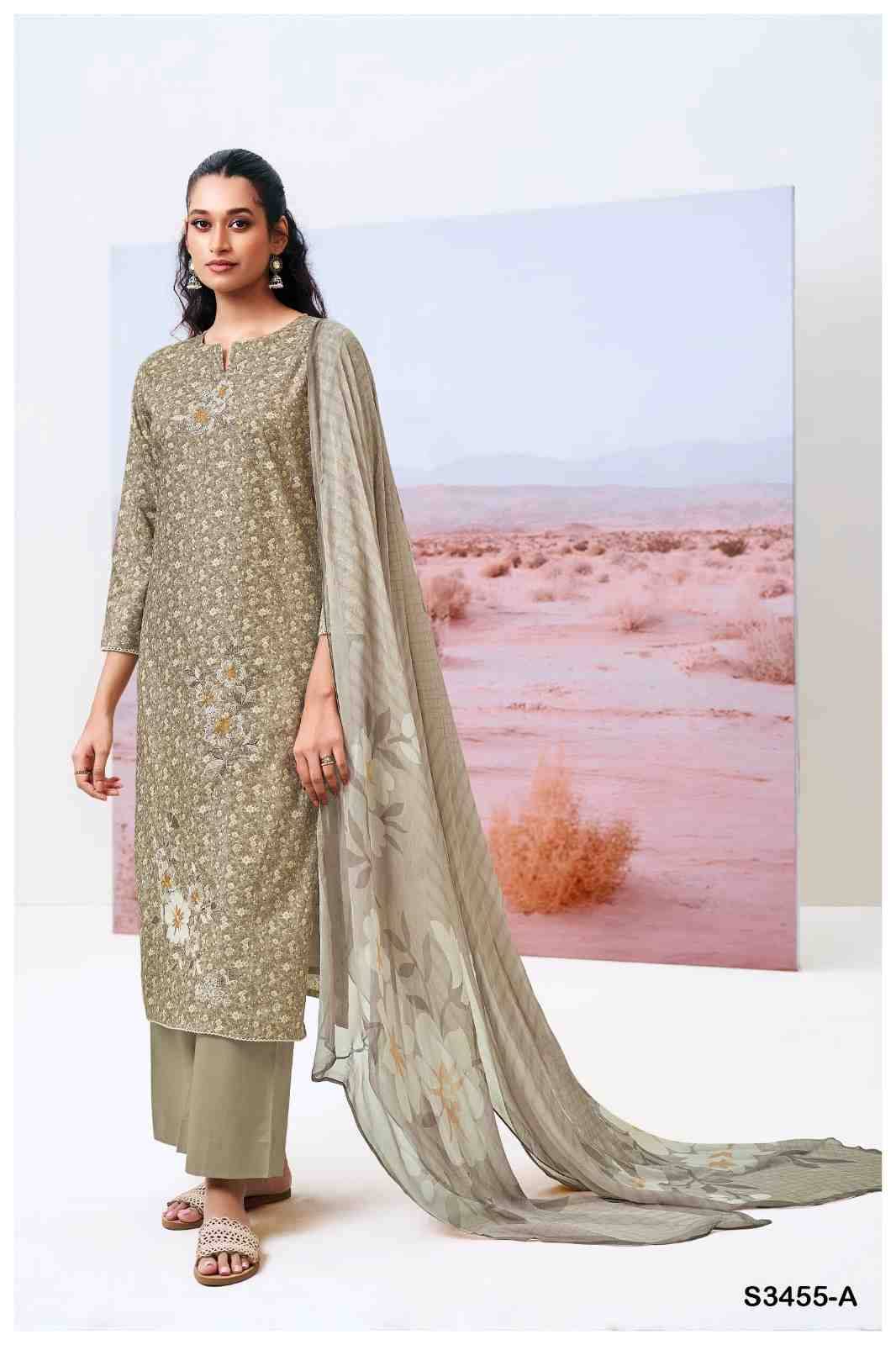 Dasmi-3455 By Ganga Fashion 3455-A To 3455-D Series Beautiful Festive Suits Colorful Stylish Fancy Casual Wear & Ethnic Wear Pure Cotton Dresses At Wholesale Price