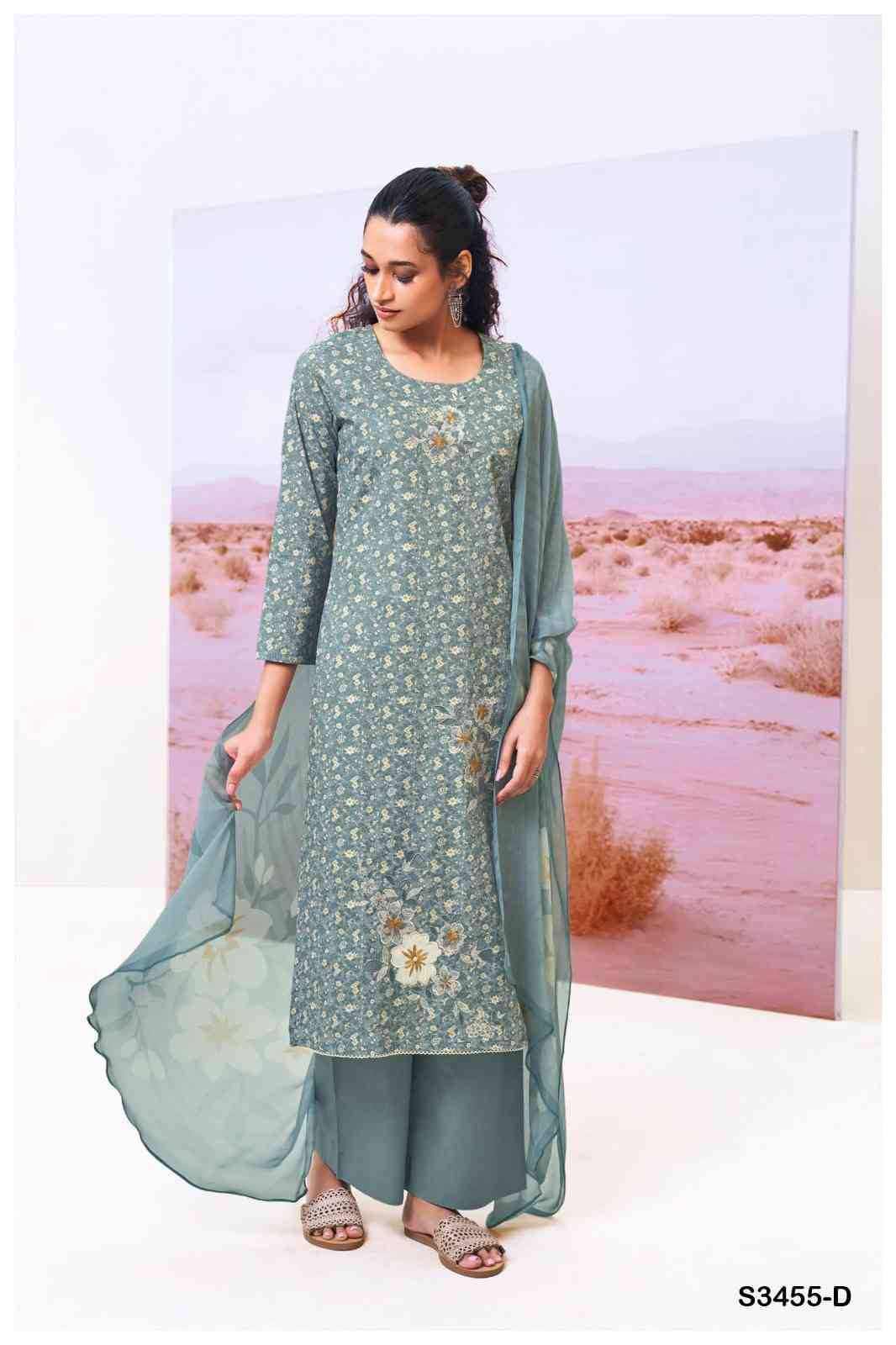 Dasmi-3455 By Ganga Fashion 3455-A To 3455-D Series Beautiful Festive Suits Colorful Stylish Fancy Casual Wear & Ethnic Wear Pure Cotton Dresses At Wholesale Price