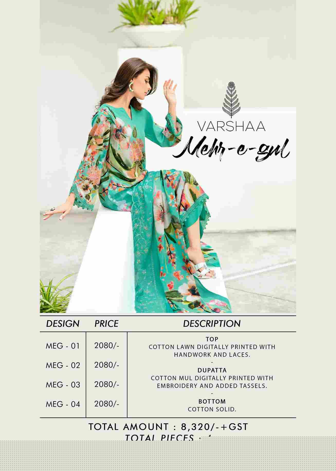 Mehr-E-Gul By Varshaa 01 To 04 Series Beautiful Festive Suits Colorful Stylish Fancy Casual Wear & Ethnic Wear Cotton Lawn Dresses At Wholesale Price