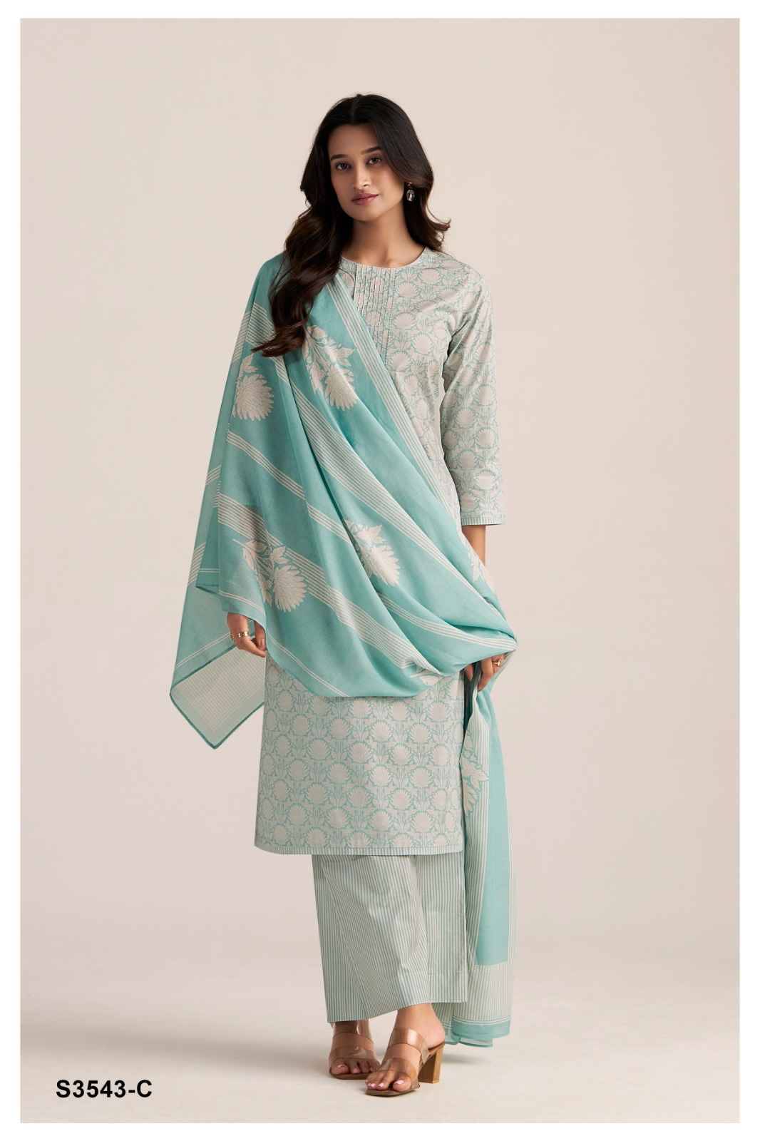 Alyssa-3543 By Ganga Fashion 3543-A To 3543-D Series Beautiful Festive Suits Colorful Stylish Fancy Casual Wear & Ethnic Wear Pure Cotton Dresses At Wholesale Price