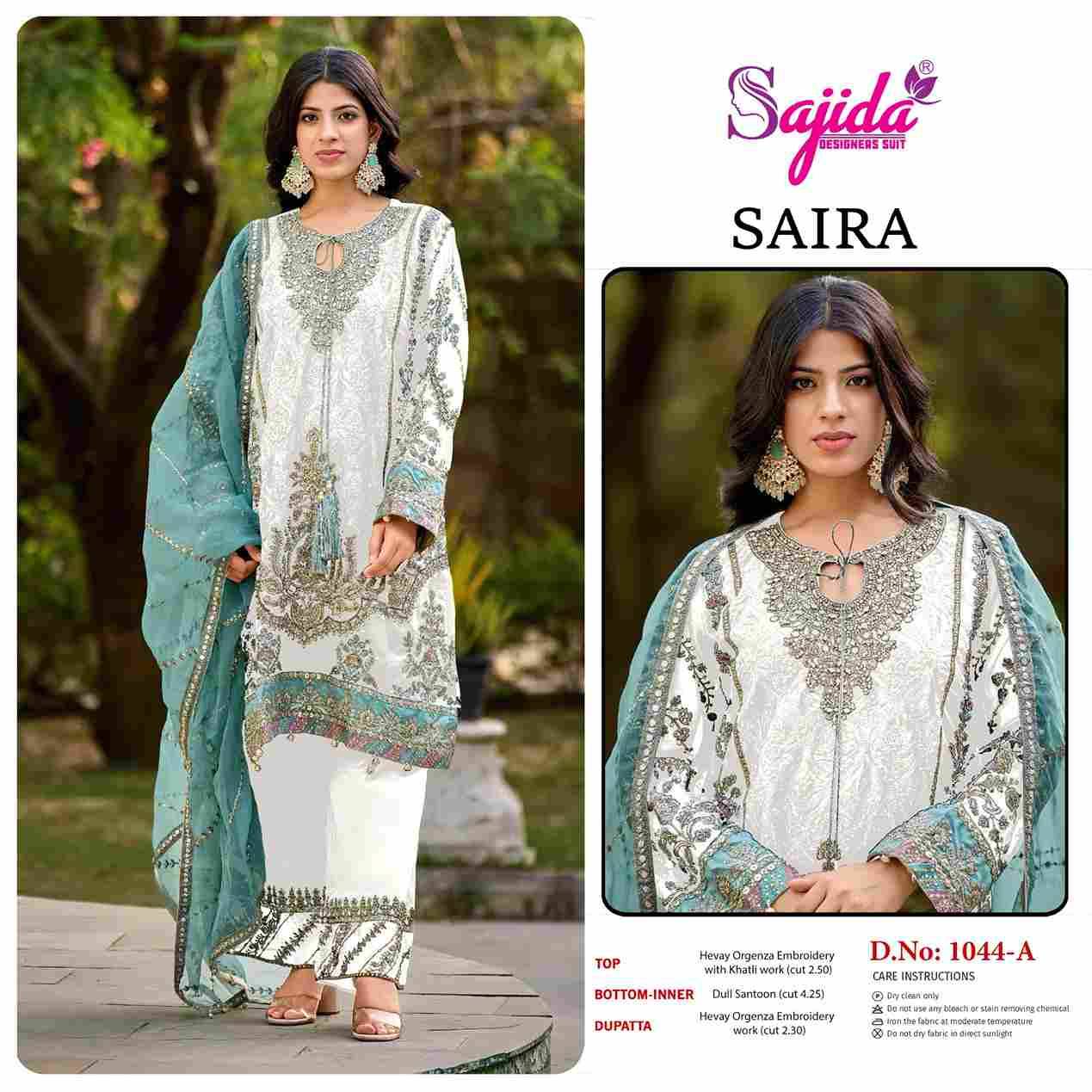 Saira By Sajida Designer Suits 1044-A To 1044-B Series Beautiful Pakistani Suits Colorful Stylish Fancy Casual Wear & Ethnic Wear Heavy Organza Embroidered Dresses At Wholesale Price
