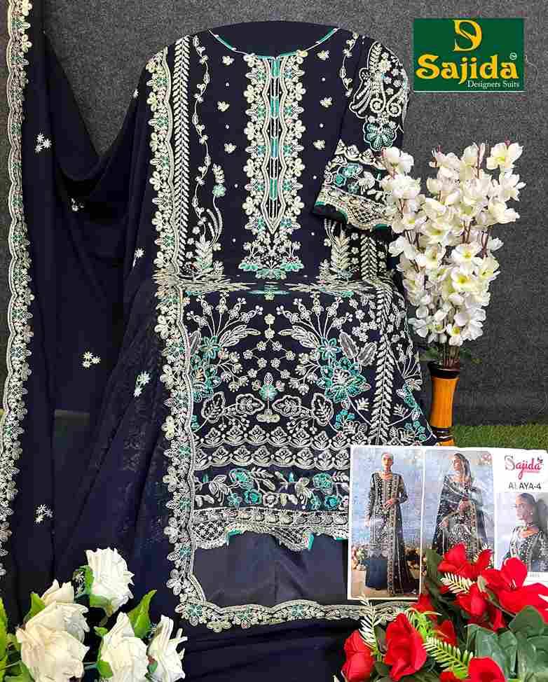Alaya Vol-4 By Sajida Designer Suits 1033 To 1035 Series Beautiful Pakistani Suits Colorful Stylish Fancy Casual Wear & Ethnic Wear Faux Georgette Embroidered Dresses At Wholesale Price