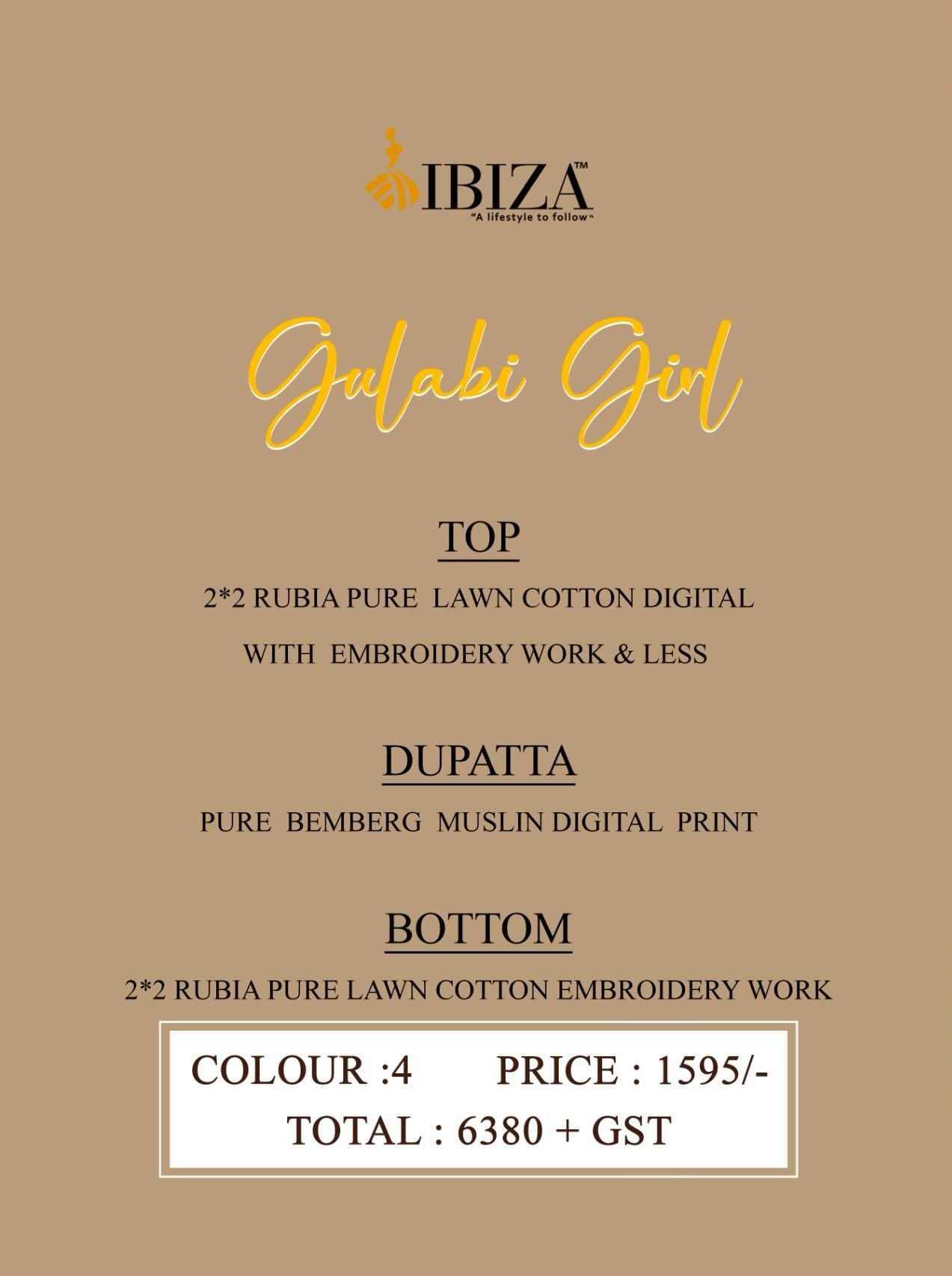 Gulabi Girl By Ibiza 15840 To 15843 Series Designer Festive Suits Beautiful Fancy Stylish Colorful Party Wear & Occasional Wear Pure Lawn Cotton Dresses At Wholesale Price
