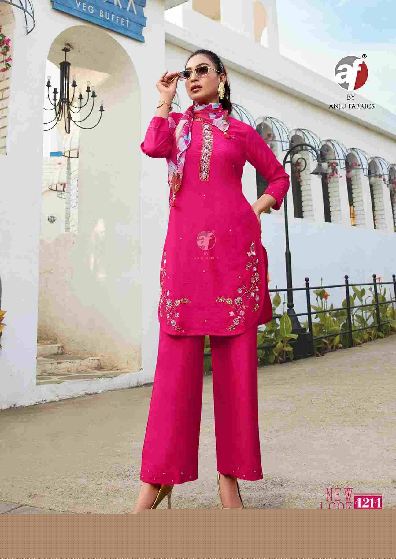 Fusion Vol-5 By Anju Fabrics 1211 To 1216 Series Designer Stylish Fancy Colorful Beautiful Party Wear & Ethnic Wear Collection Viscose Nylon Tops With Bottom And Scarf At Wholesale Price