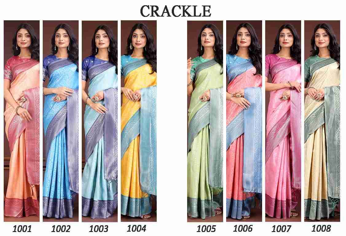 Crackle By Fashid Wholesale 1001 To 1008 Series Indian Traditional Wear Collection Beautiful Stylish Fancy Colorful Party Wear & Occasional Wear Lichi Silk Sarees At Wholesale Price