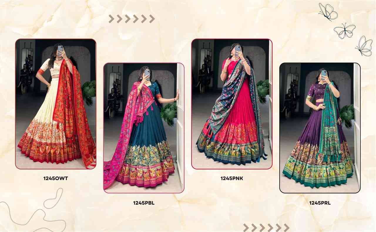 1245 By Fashid Wholesale 1245-A To 1245-D Series Festive Wear Collection Beautiful Stylish Colorful Fancy Party Wear & Occasional Wear Tussar Silk Lehengas At Wholesale Price