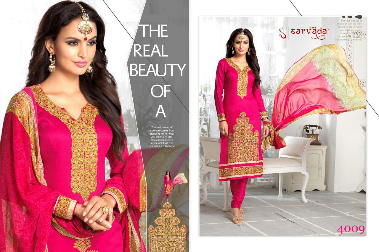 Sariq By Sarvada Creation 4009 To 4018 Series Indian Traditional Beautiful Stylish Designer Embroidered Party Wear Glaze Cotton Dresses At Wholesale Price