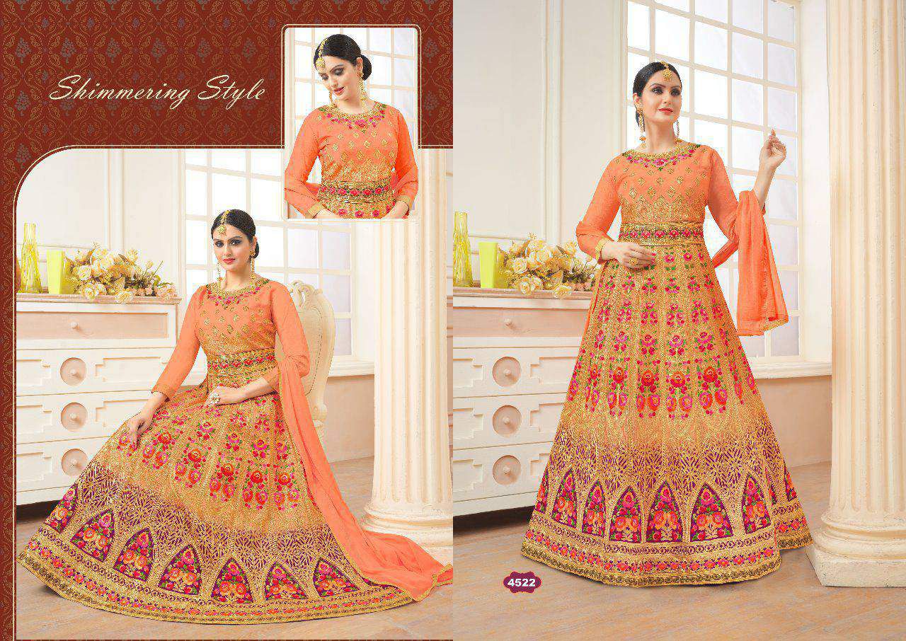 Florence Bridal Vol-6 By A.m.fashion 4521 To 4524 Series Designer Beautiful Colorful Wedding Collection Party Wear & Occasional Wear Faux Georgette/ Silk Dresses At Wholesale Price