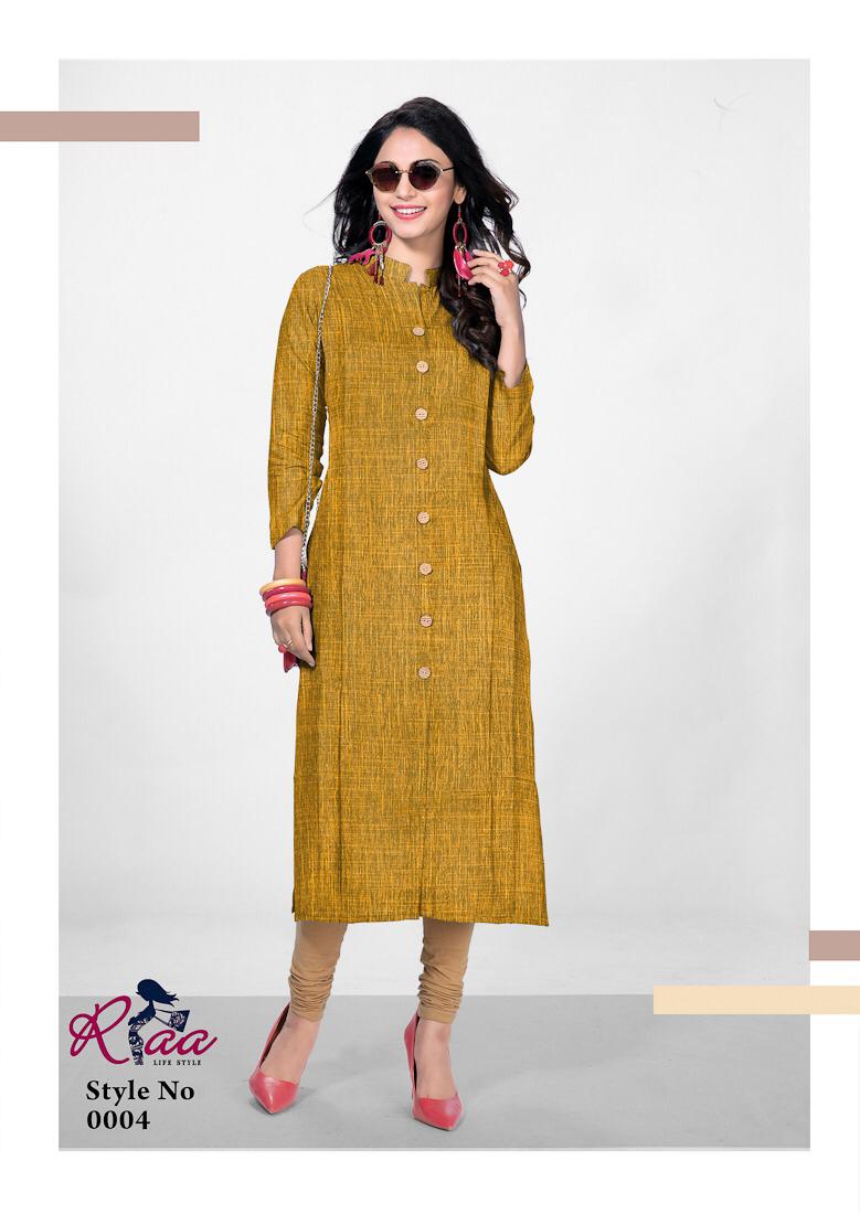 7 Colours By Riaa 0001 To 0007 Series Beautiful Stylish Fancy Colorful Casual Wear & Ethnic Wear & Ready To Wear Rayon Premium Heavy Double Process Kurtis At Wholesale Price