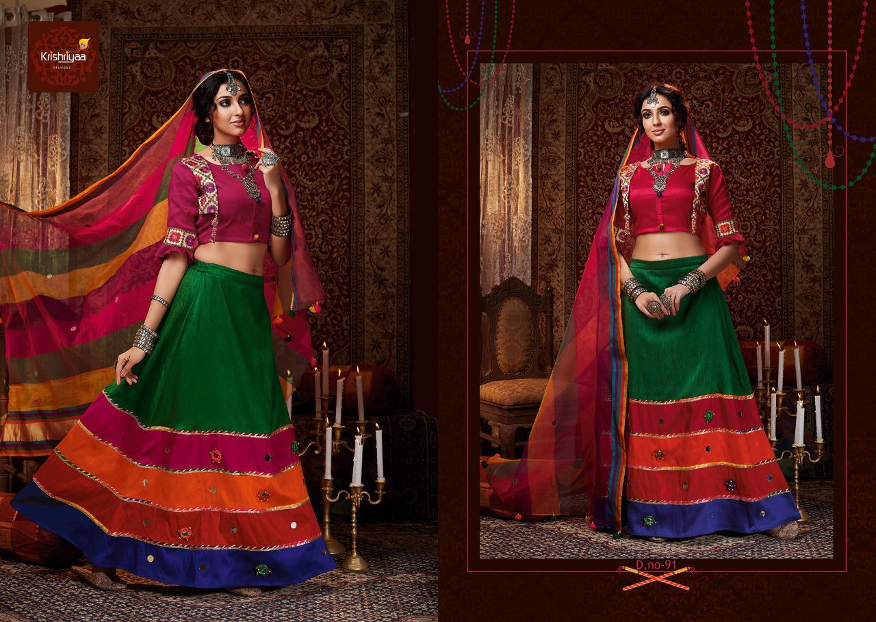 9 Ratri By Krishriyaa 91 To 96 Series Designer Beautiful Collection Occasional Wear & Party Wear Slub Silk And Jacquard Lehengas At Wholesale Price