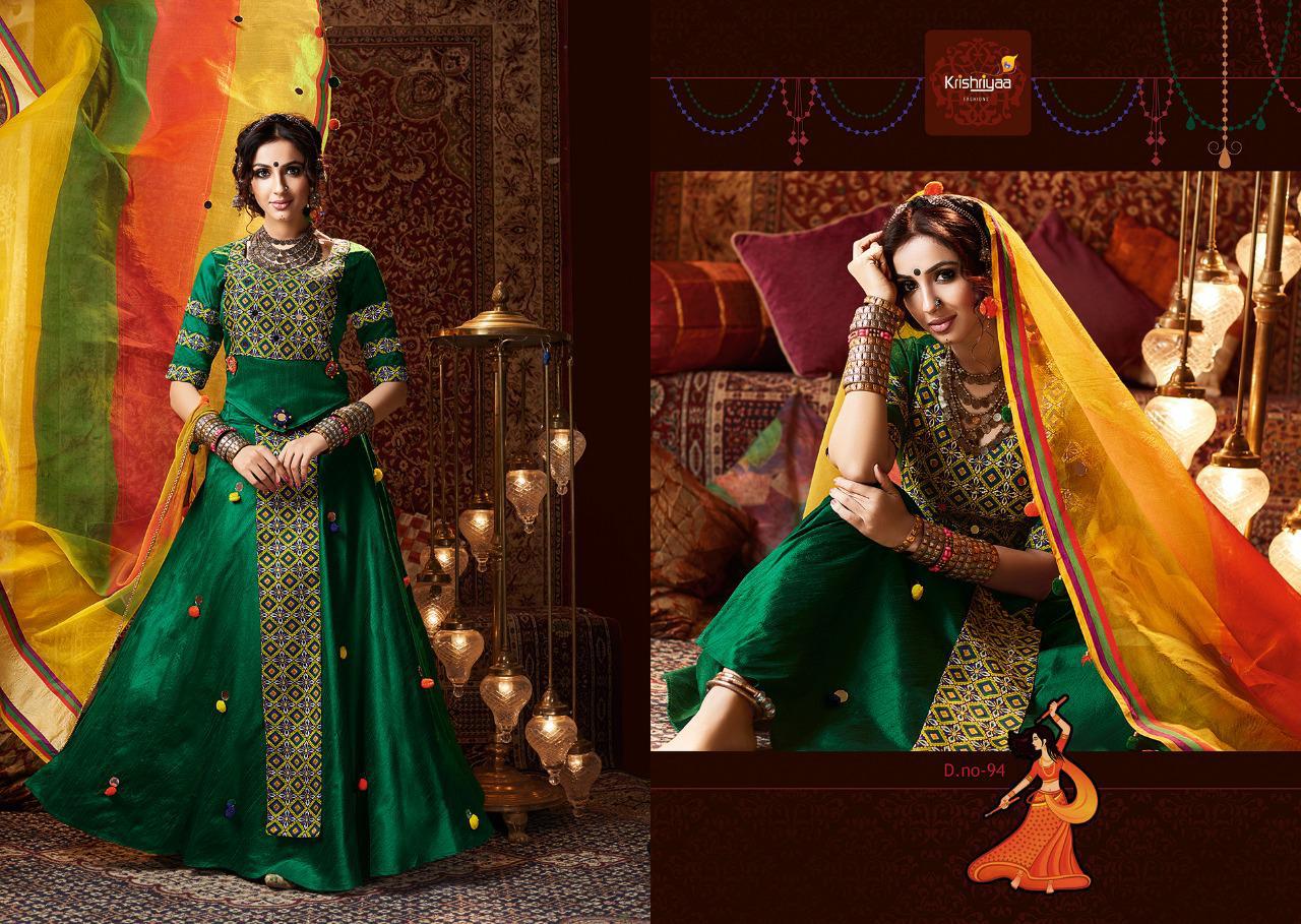 9 Ratri By Krishriyaa 91 To 96 Series Designer Beautiful Collection Occasional Wear & Party Wear Slub Silk And Jacquard Lehengas At Wholesale Price