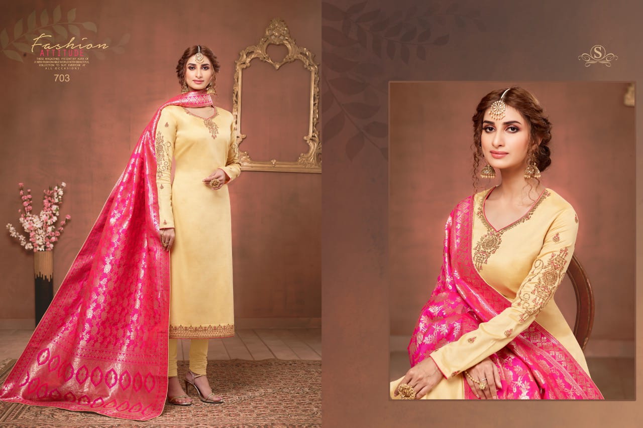 Soni Kudi By Samaira Fashion 702 To 710 Series Indian Traditional Wear Collection Beautiful Stylish Fancy Colorful Party Wear & Occasional Wear Pure Cotton Jam Silk With Work Dresses At Wholesale Price