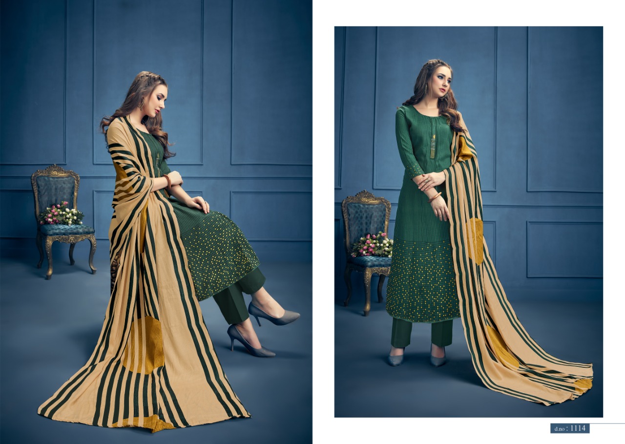 Aarohi By Kalyan Prints 1113 To 1121 Series Beautiful Winter Collection Suits Stylish Fancy Colorful Casual Wear & Ethnic Wear Pure Pashmina Printed Dresses At Wholesale Price