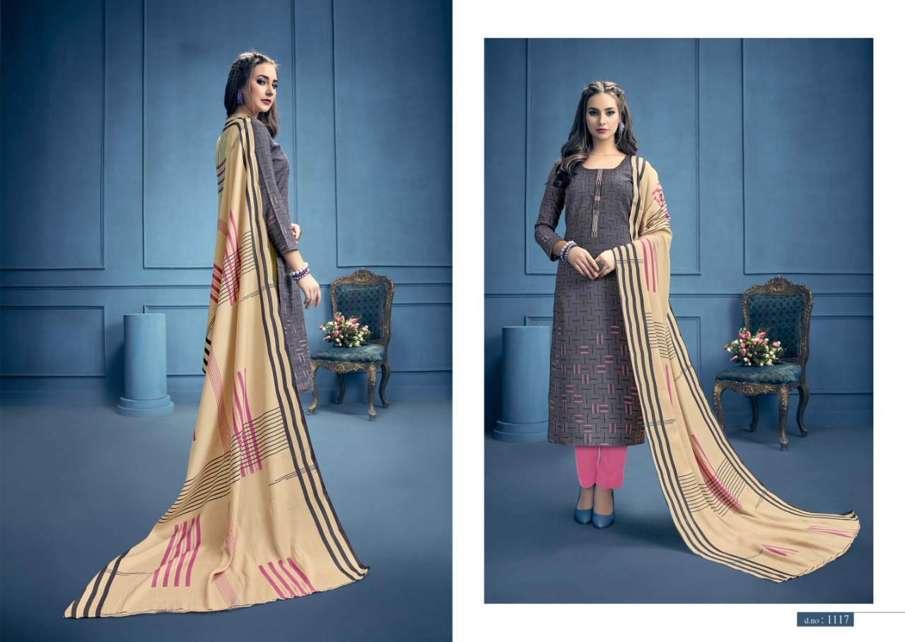 Aarohi By Kalyan Prints 1113 To 1121 Series Beautiful Winter Collection Suits Stylish Fancy Colorful Casual Wear & Ethnic Wear Pure Pashmina Printed Dresses At Wholesale Price