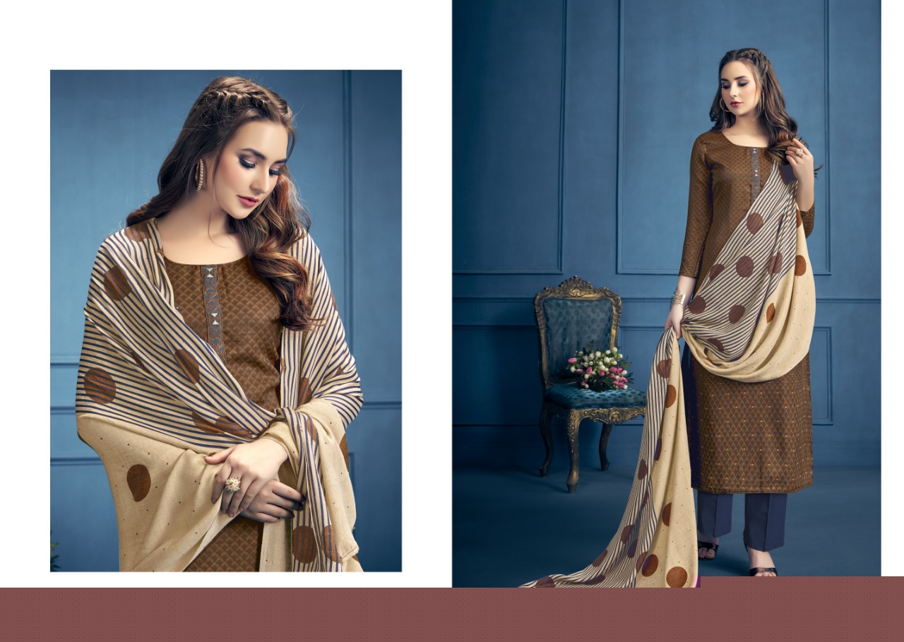 Aarohi By Kalyan Prints 1113 To 1121 Series Beautiful Winter Collection Suits Stylish Fancy Colorful Casual Wear & Ethnic Wear Pure Pashmina Printed Dresses At Wholesale Price