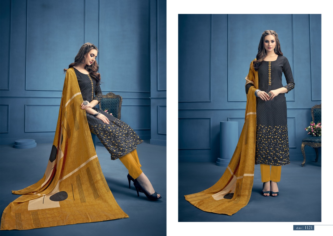 Aarohi By Kalyan Prints 1113 To 1121 Series Beautiful Winter Collection Suits Stylish Fancy Colorful Casual Wear & Ethnic Wear Pure Pashmina Printed Dresses At Wholesale Price