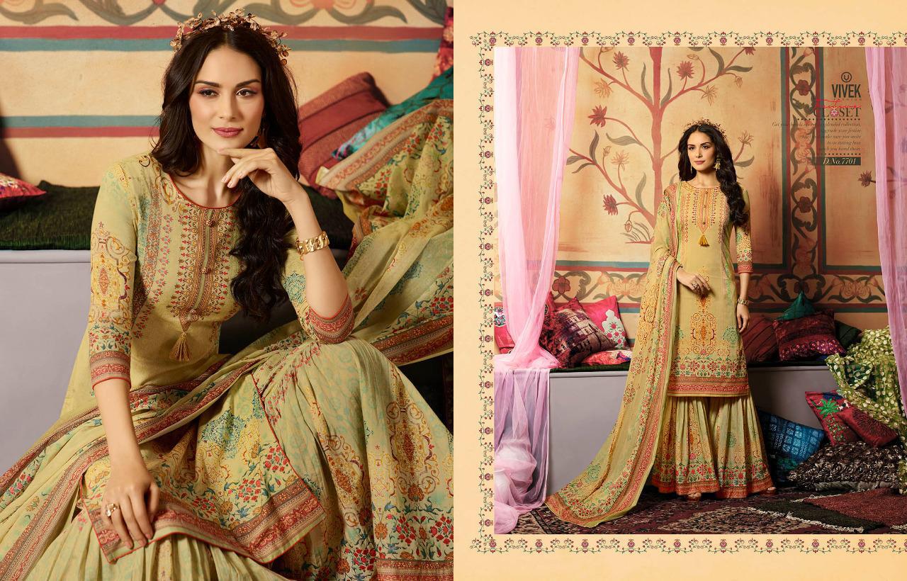 Aasma By Vivek Fashion 7701 To 7708 Series Beautiful Suits Stylish Fancy Colorful Casual Wear & Ethnic Wear Collection Cotton Cambric Digital Printed Embroidered Dresses At Wholesale Price