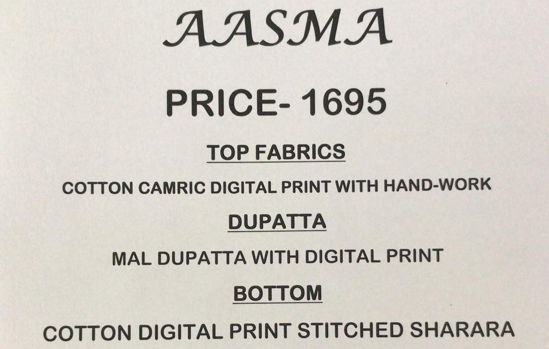Aasma By Vivek Fashion 7701 To 7708 Series Beautiful Suits Stylish Fancy Colorful Casual Wear & Ethnic Wear Collection Cotton Cambric Digital Printed Embroidered Dresses At Wholesale Price
