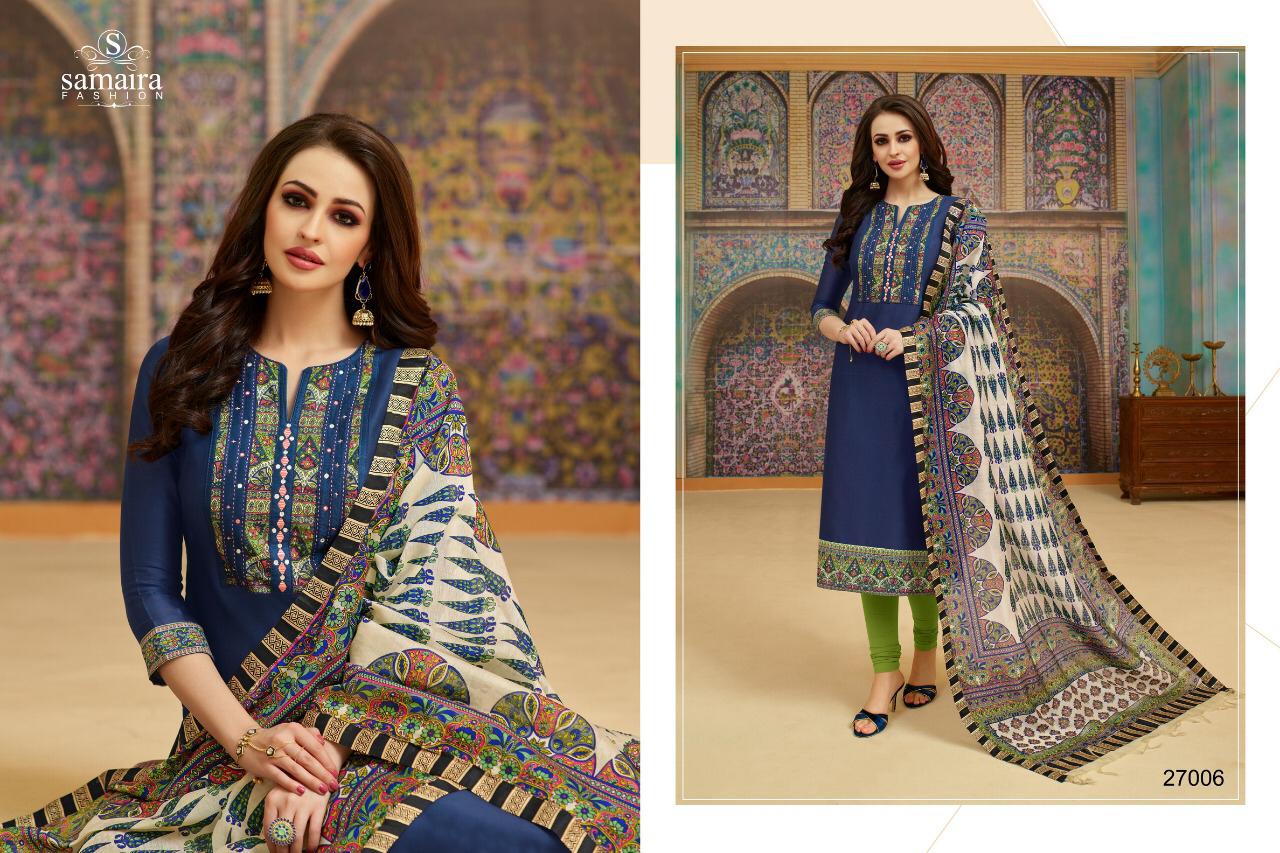 Abhinandan By Samaira Fashion 27000 To 27008 Series Beautiful Suits Colorful Stylish Fancy Casual Wear & Ethnic Wear Pure Jam Silk Print With Embroidery Dresses At Wholesale Price