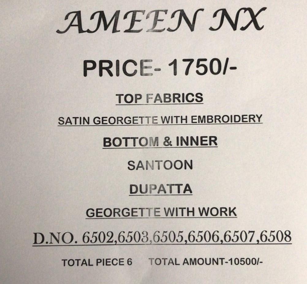 Ameen Nx By Vivek Fashion Beautiful Suits Stylish Fancy Colorful Casual Wear & Ethnic Wear Collection Satin Georgette Embroidered Dresses At Wholesale Price