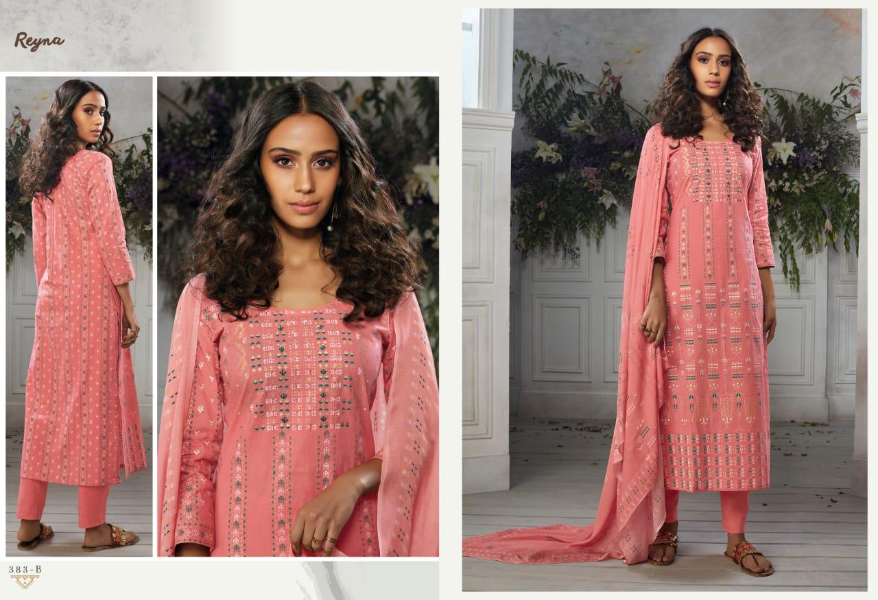 Amona By Reyna 381-a To 384-b Series Beautiful Stylish Colorful Fancy Party Wear & Ethnic Wear Lawn Cotton Print With Khadi And Hand Work Dresses At Wholesale Price
