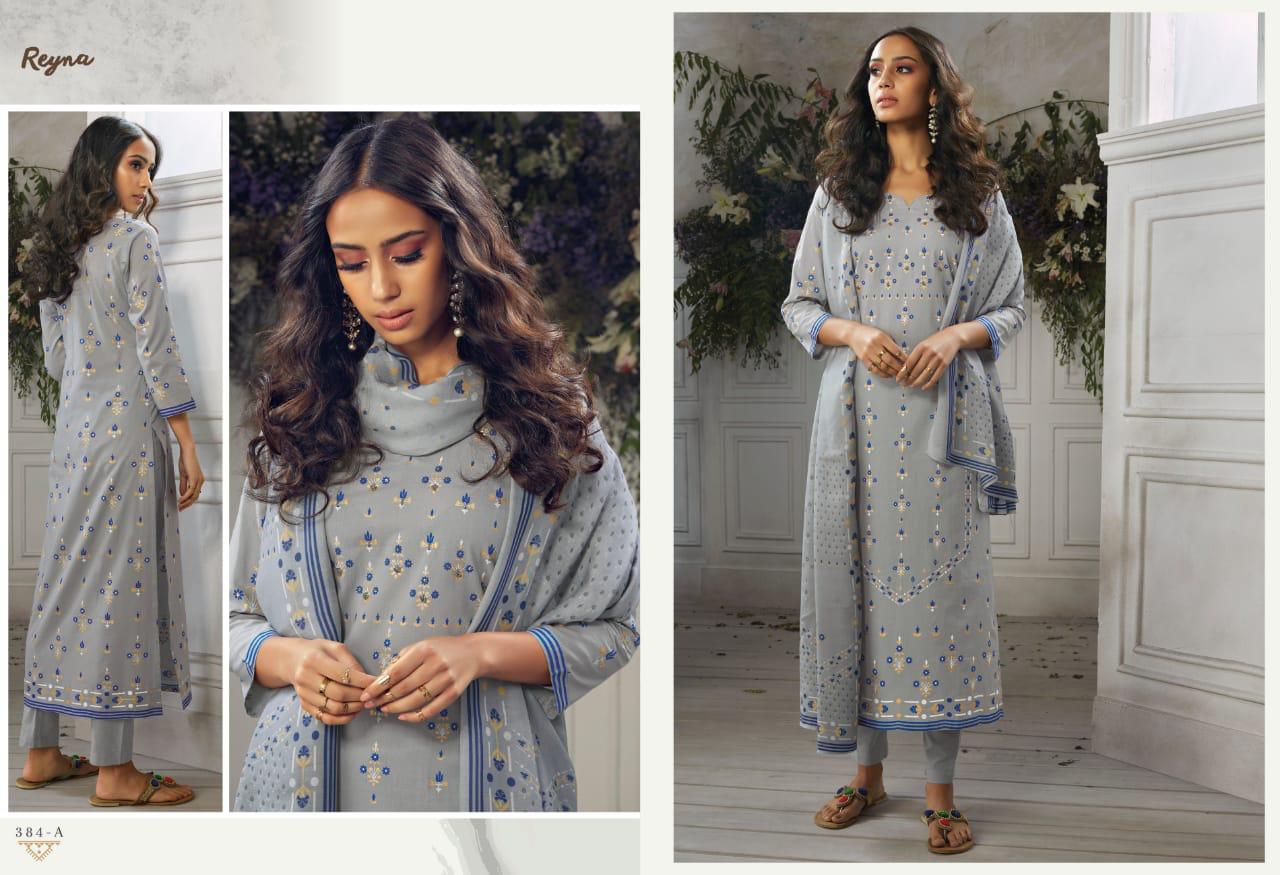Amona By Reyna 381-a To 384-b Series Beautiful Stylish Colorful Fancy Party Wear & Ethnic Wear Lawn Cotton Print With Khadi And Hand Work Dresses At Wholesale Price