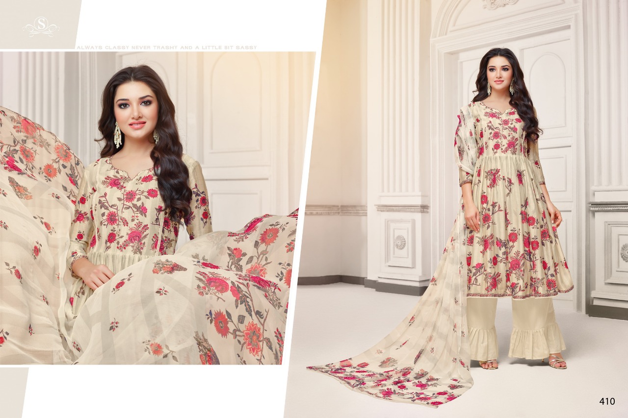 Anjelika By Smaira Fashion 405 To 413 Series Designer Suits Beautiful Stylish Fancy Colorful Party Wear & Ethnic Wear Pure Cambric Cotton Digital Print With Heavy Diamond Dresses At Wholesale Price