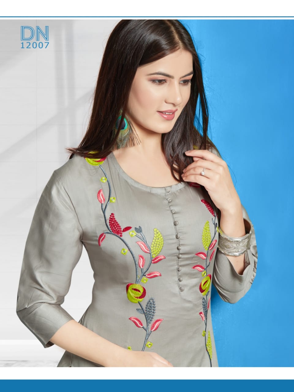 Arohi By Rooi Design 12001 To 12008 Series Beautiful Colorful Stylish Fancy Casual Wear & Ethnic Wear & Ready To Wear Premium Satin With Embroidery Work Kurtis At Wholesale Price