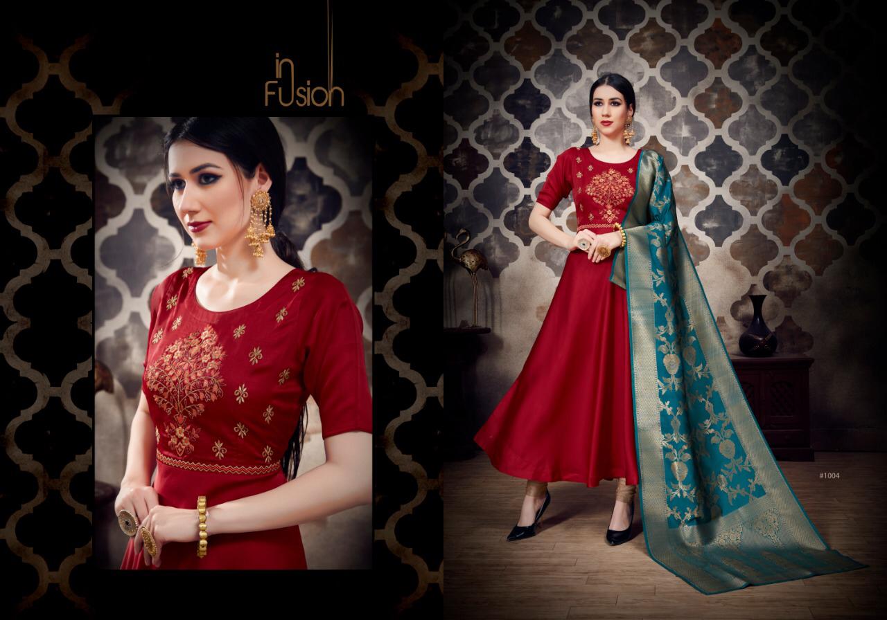 Banaras By Fashid Wholesale 1001 To 1005 Series Designer Anarkali Suits Collection Beautiful Stylish Fancy Colorful Party Wear & Occasional Wear Pure Silk Embroidered Gowns At Wholesale Price