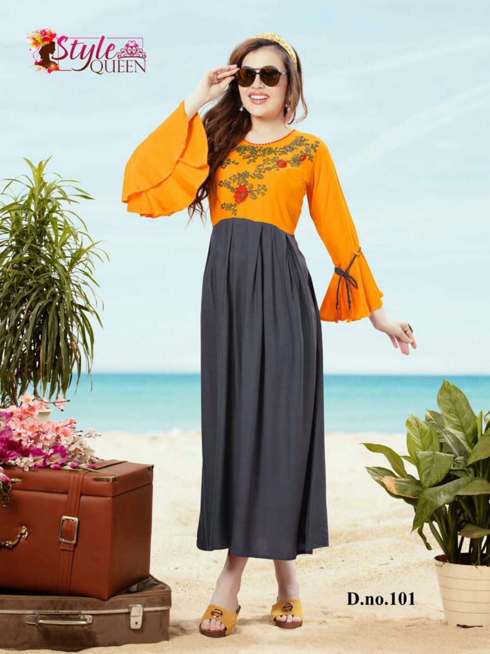 Biba By Style Queen 101 To 108 Series Beautiful Stylish Colorful Fancy Party Wear & Ethnic Wear & Ready To Wear Heavy Rayon With Embroidery Kurtis At Wholesale Price