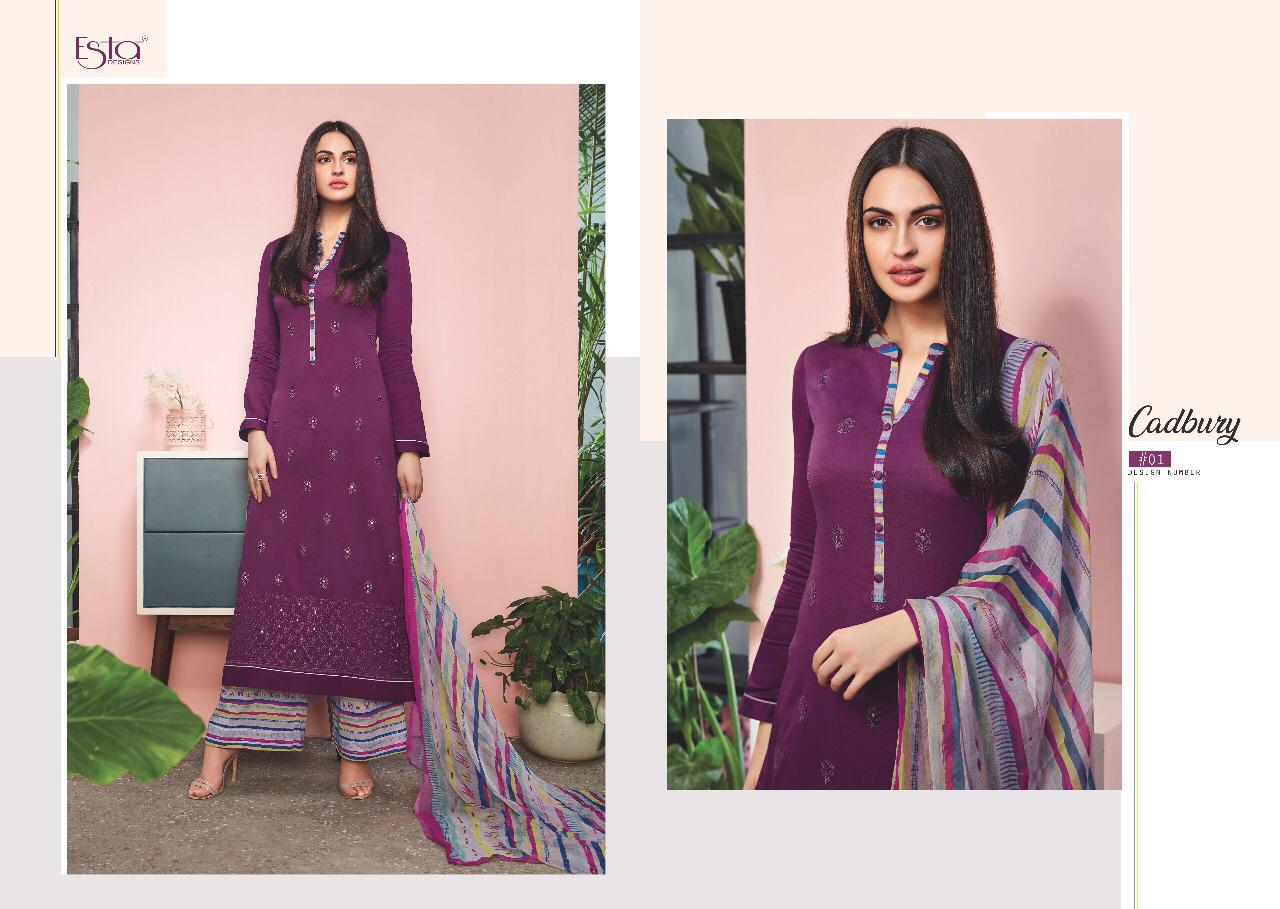 Cadbury By Esta Designs 01 To 12 Series Beautiful Winter Suits Collection Stylish Fancy Colorful Winter Wear & Ethnic Wear Cotton Satin Embroidered Dresses At Wholesale Price