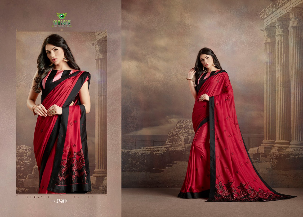 Check Mate By Sanskar Tex Print 27401 To 27412 Series Indian Traditional Wear Collection Beautiful Stylish Fancy Colorful Party Wear & Occasional Wear Satin Chiffon Sarees At Wholesale Price