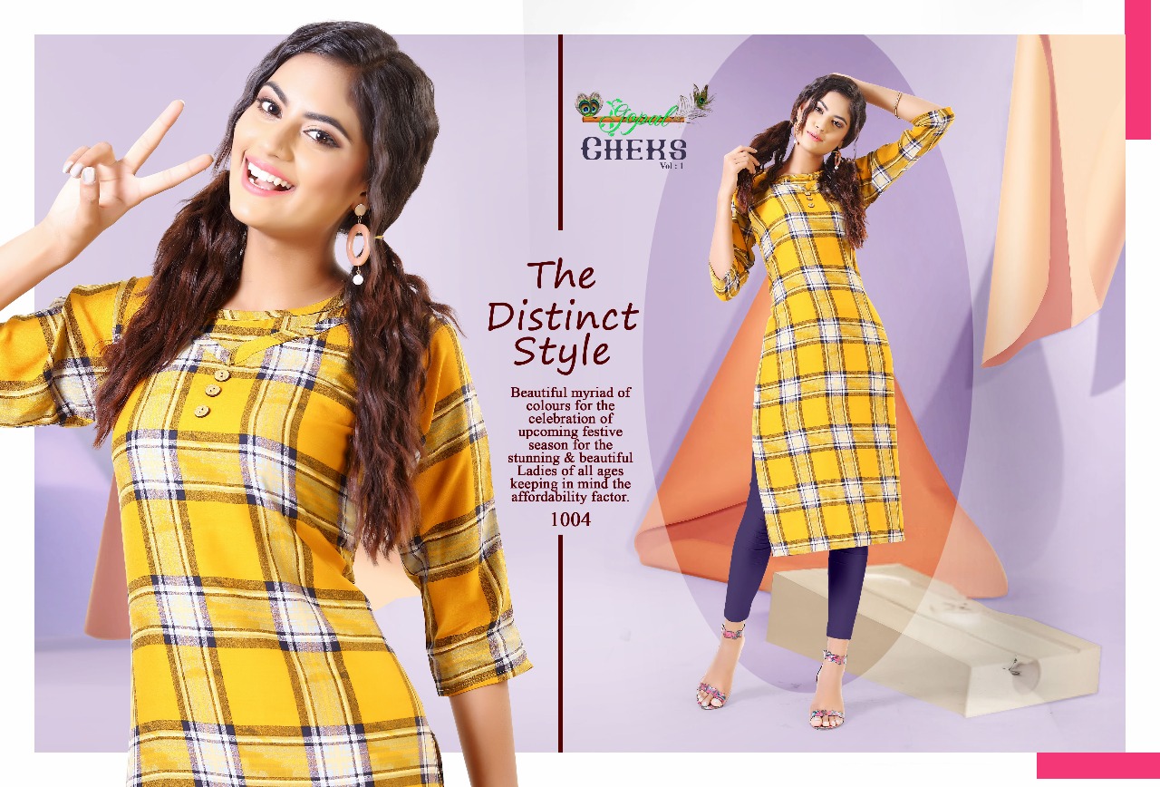 Cheks Vol-1 By Gopal 1001 To 1008 Series Beautiful Stylish Fancy Colorful Casual Wear & Ready To Wear & Ethnic Wear Rayon Printed Kurtis At Wholesale Price