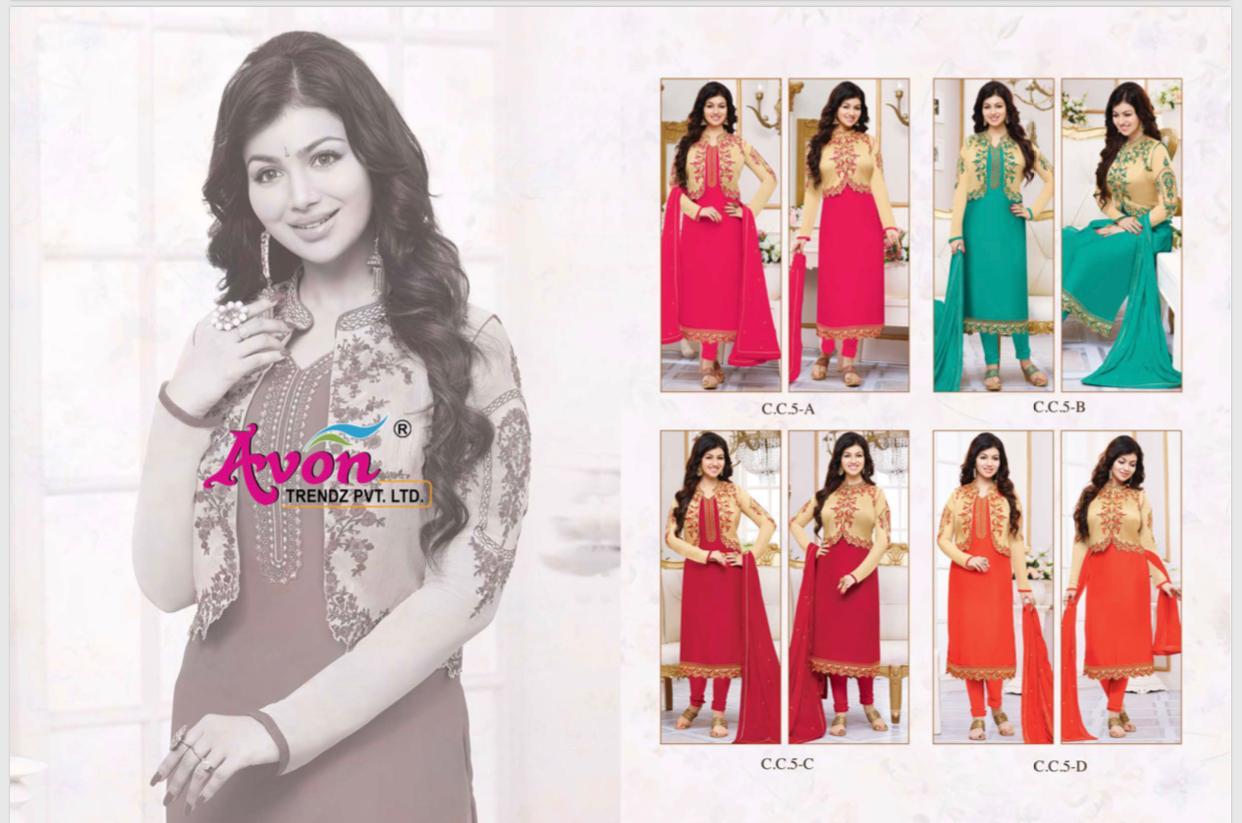 Colour Carnival Hit List-5 By Avon Trendz 5a To 5d Series Indian Traditional Wear Collection Beautiful Stylish Fancy Colorful Party Wear & Occasional Wear Faux Georgette With Heavy Embroidery Dress At Wholesale Price