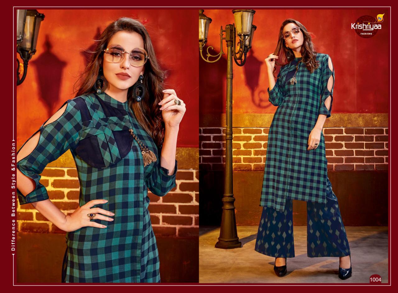 Dazzle Vol-5 By Krishriyaa 1001 To 1005 Series Designer Beautiful Stylish Fancy Colorful Party Wear & Ethnic Wear Dyed Cotton Kurtis With Bottom At Wholesale Price