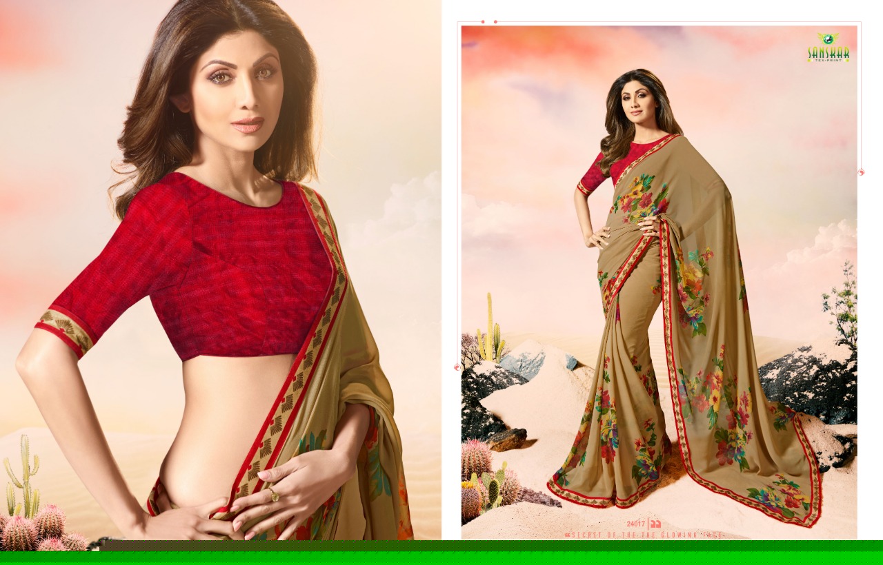 Dhadkan By Sanskar Tex Print Indian Traditional Wear Collection Beautiful Stylish Fancy Colorful Party Wear & Occasional Wear Georgette Sarees At Wholesale Price