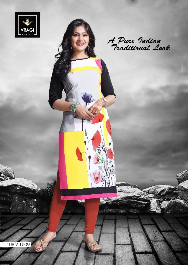 Dreams By Vragi Beautiful Colorful Stylish Fancy Casual Wear & Ethnic Wear & Ready To Wear Royal Crepe Printed Kurtis At Wholesale Price