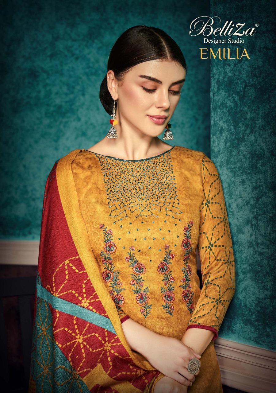 Emilia By Belliza Designer 335-001 To 335-010 Series Patiyala Suits Collection Beautiful Stylish Fancy Colorful Party Wear & Ethnic Wear Pure Pashmina Printed With Heavy Embroidery Dresses At Wholesale Price
