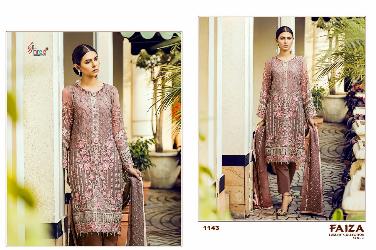 Faiza Luxury Collection Vol-6 Nx By Shree Fabs Designer Pakistani Suits Beautiful Stylish Fancy Colorful Party Wear & Occasional Wear Faux Georgette Embroidered At Wholesale Price