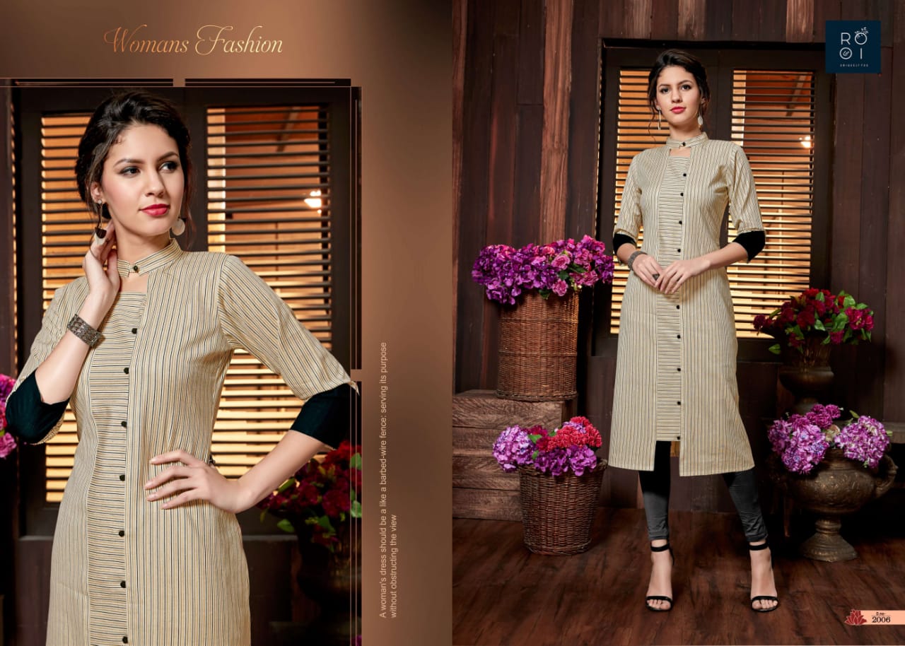 Fashion Club By Rooi Design 2001 To 2010 Series Stylish Colorful Fancy Beautiful Casual Wear & Ethnic Wear & Ready To Wear Heavy Cotton Flex, Cotton Linen, Cotton Gold Printed Kurtis At Wholesale Price